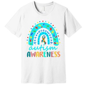 Puzzle Rainbow In April We Wear Blue Autism Awareness Month Premium T-Shirt