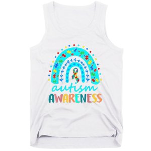 Puzzle Rainbow In April We Wear Blue Autism Awareness Month Tank Top