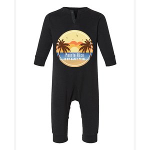 Puerto Rico Is My Happy Place Fun Beach Vacation Palm Trees Cute Gift Infant Fleece One Piece