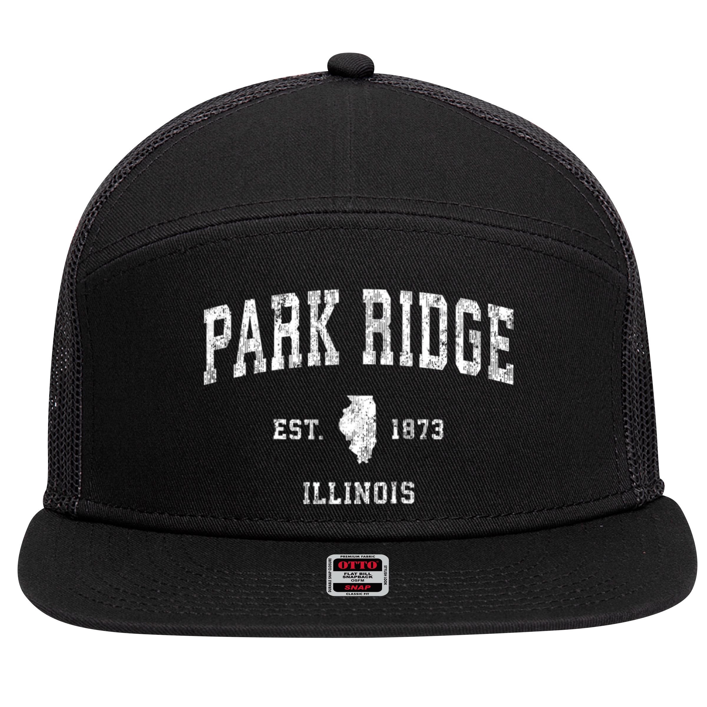Park Ridge Illinois Il Vintage Established Sports Design 7 Panel Mesh Trucker Snapback Hat