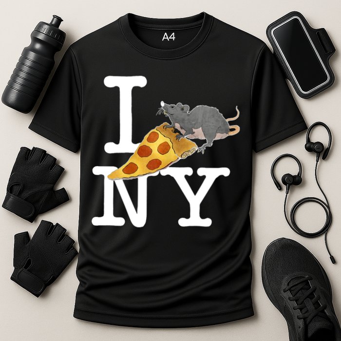 Pizza Rat I Loves New York Pizza Ironic Cooling Performance Crew T-Shirt