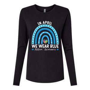 Puzzle Rainbow In April We Wear Blue Autism Awareness Month Womens Cotton Relaxed Long Sleeve T-Shirt