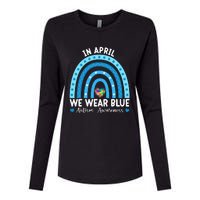 Puzzle Rainbow In April We Wear Blue Autism Awareness Month Womens Cotton Relaxed Long Sleeve T-Shirt