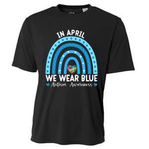 Puzzle Rainbow In April We Wear Blue Autism Awareness Month Cooling Performance Crew T-Shirt