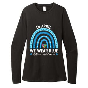 Puzzle Rainbow In April We Wear Blue Autism Awareness Month Womens CVC Long Sleeve Shirt