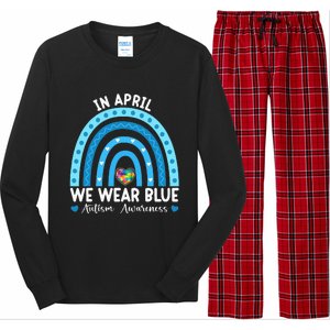 Puzzle Rainbow In April We Wear Blue Autism Awareness Month Long Sleeve Pajama Set