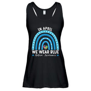 Puzzle Rainbow In April We Wear Blue Autism Awareness Month Ladies Essential Flowy Tank