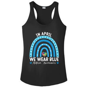 Puzzle Rainbow In April We Wear Blue Autism Awareness Month Ladies PosiCharge Competitor Racerback Tank