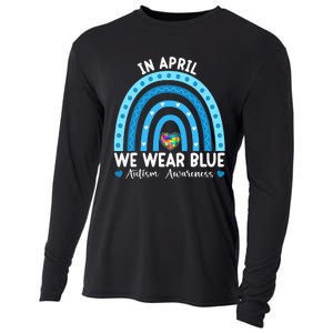 Puzzle Rainbow In April We Wear Blue Autism Awareness Month Cooling Performance Long Sleeve Crew