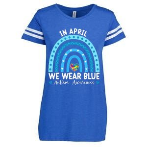 Puzzle Rainbow In April We Wear Blue Autism Awareness Month Enza Ladies Jersey Football T-Shirt