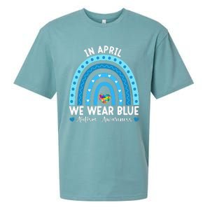 Puzzle Rainbow In April We Wear Blue Autism Awareness Month Sueded Cloud Jersey T-Shirt