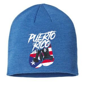 Puerto Rico In Boxing Gloves Hispanic Boxing Fighter Cool Gift Sustainable Beanie