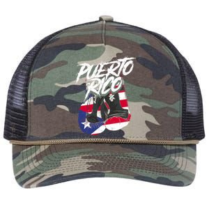 Puerto Rico In Boxing Gloves Hispanic Boxing Fighter Cool Gift Retro Rope Trucker Hat Cap