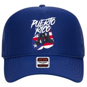 Puerto Rico In Boxing Gloves Hispanic Boxing Fighter Cool Gift High Crown Mesh Back Trucker Hat