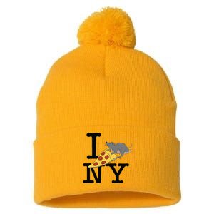 Pizza Rat Ironic Pom Pom 12in Knit Beanie