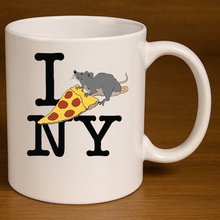 Pizza Rat Ironic 11oz C Handle Ceramic Mug