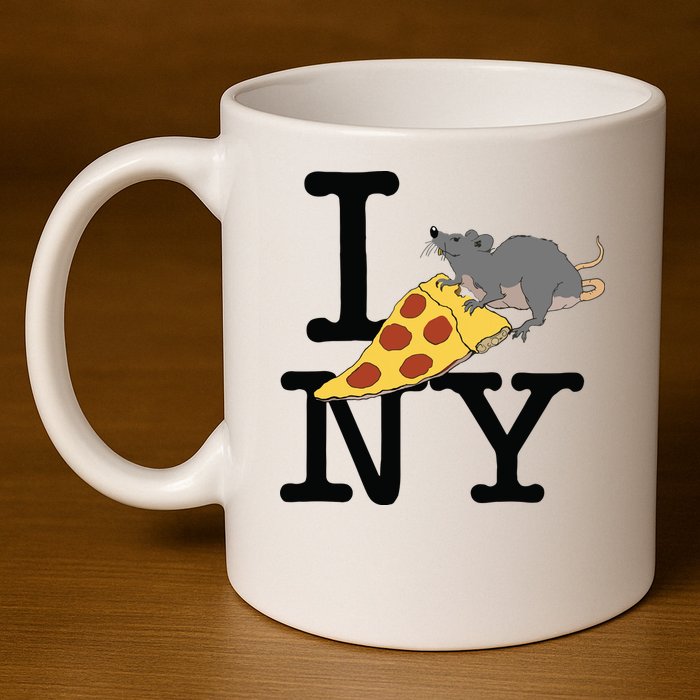 Pizza Rat Ironic 11oz C Handle Ceramic Mug