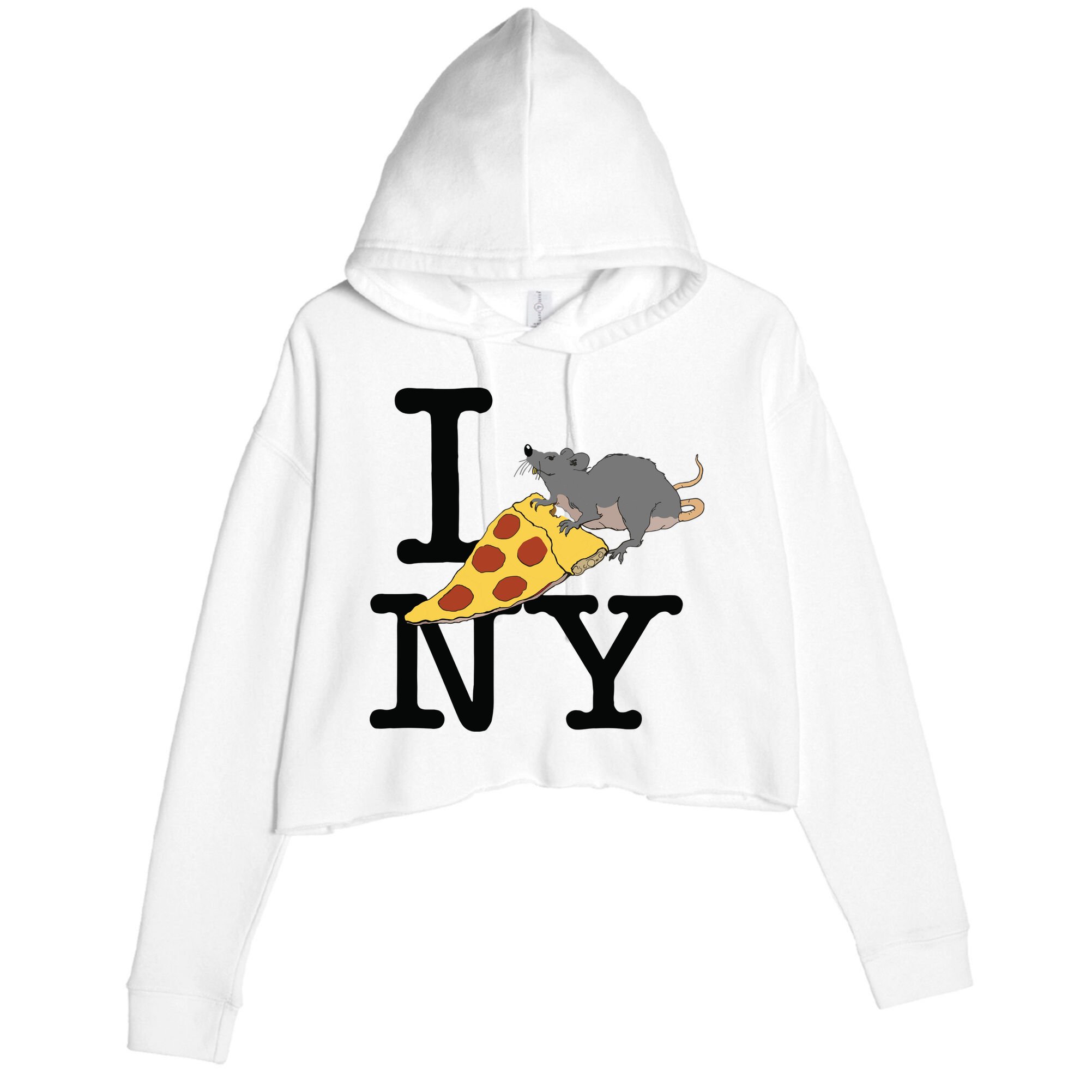 Pizza Rat Ironic Crop Fleece Hoodie