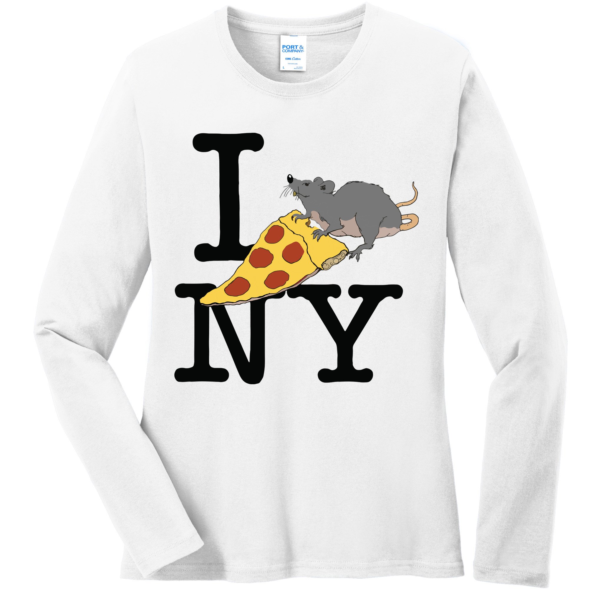 Pizza Rat Ironic Ladies Long Sleeve Shirt
