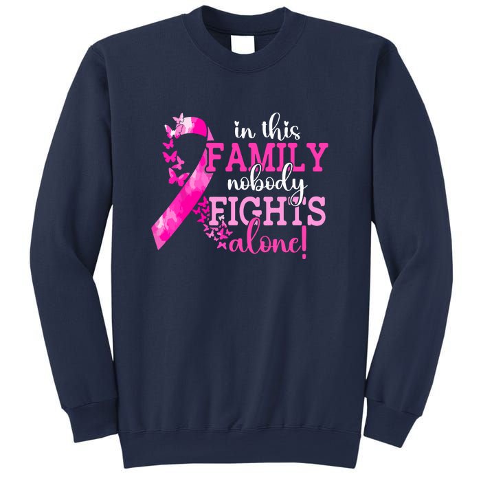 Pink Ribbon In This Family Nobody Fights Alone Breast Cancer Awareness Gift Sweatshirt