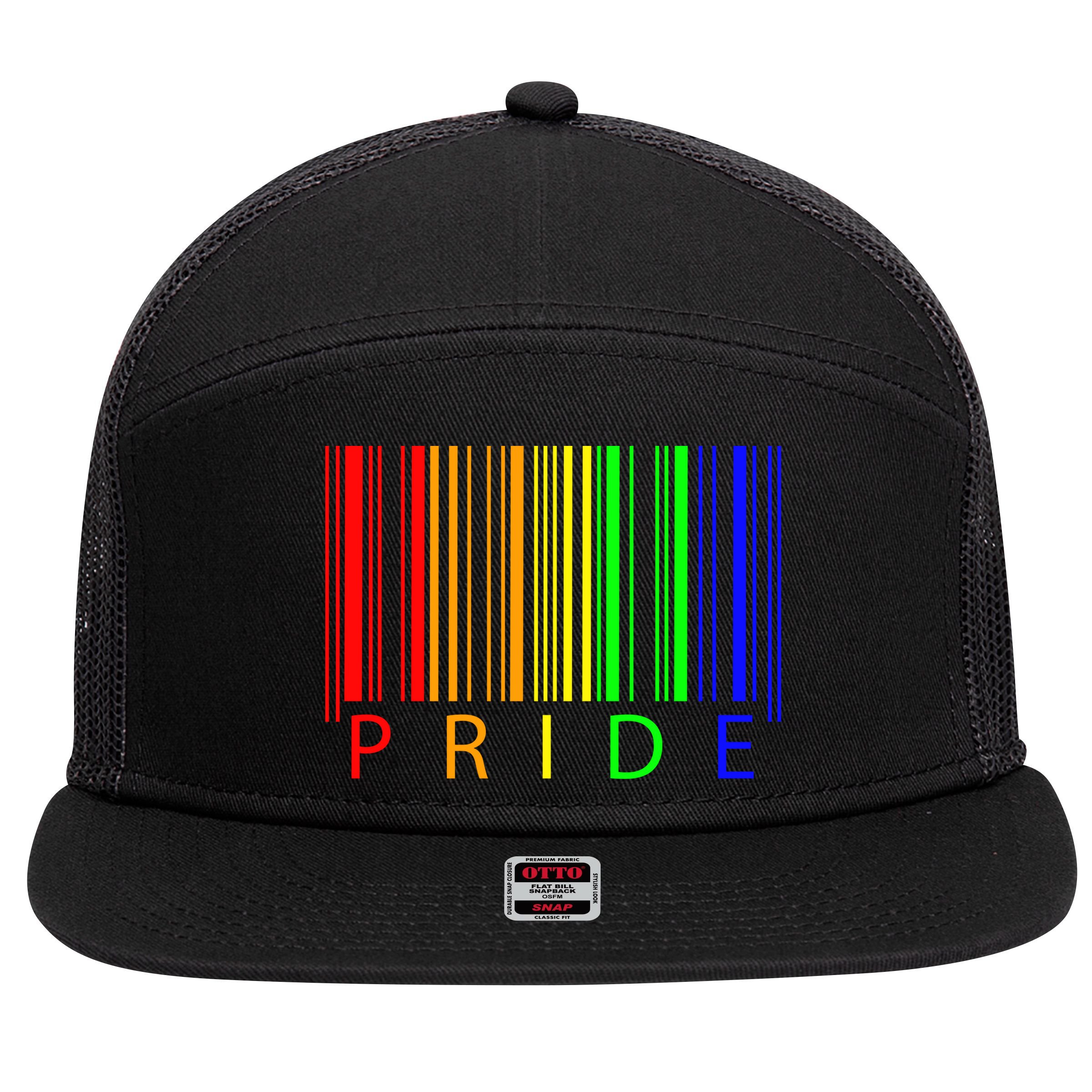 Pride Barcode LGBTQ 7 Panel Mesh Trucker Snapback Hat
