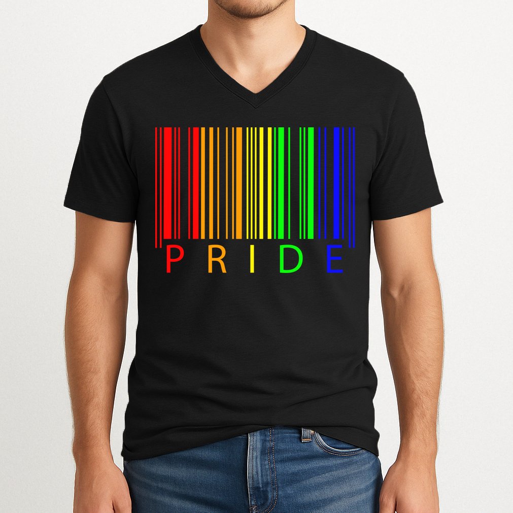 Pride Barcode LGBTQ V-Neck T-Shirt