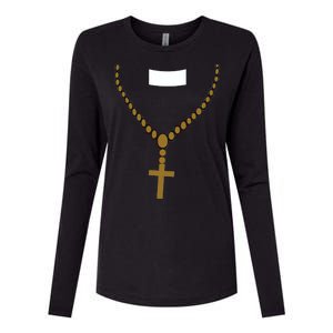 Priest Costume Cross Religion Womens Cotton Relaxed Long Sleeve T-Shirt