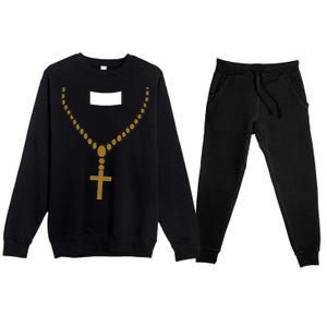 Priest Costume Cross Religion Premium Crewneck Sweatsuit Set