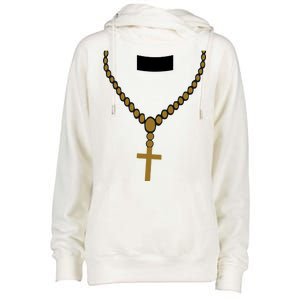 Priest Costume Cross Religion Womens Funnel Neck Pullover Hood