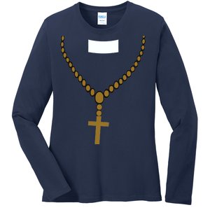 Priest Costume Cross Religion Ladies Long Sleeve Shirt