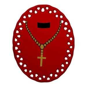 Priest Costume Cross Religion Ceramic Oval Ornament