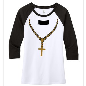 Priest Costume Cross Religion Women's Tri-Blend 3/4-Sleeve Raglan Shirt