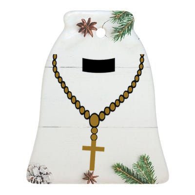 Priest Costume Cross Religion Ceramic Bell Ornament