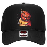 Prisoner Pumpkin Mug Shot High Crown Mesh Back Trucker Hat