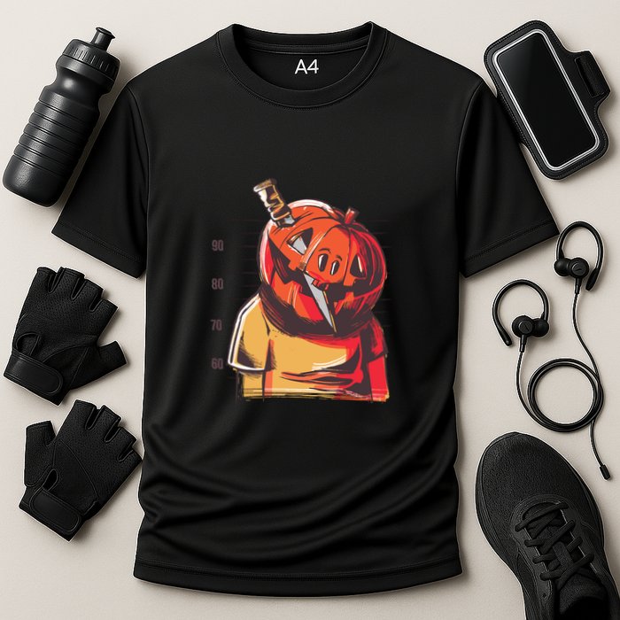 Prisoner Pumpkin Mug Shot Cooling Performance Crew T-Shirt