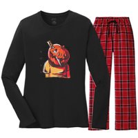 Prisoner Pumpkin Mug Shot Women's Long Sleeve Flannel Pajama Set 