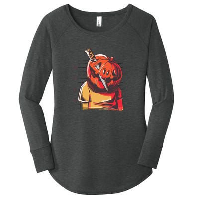 Prisoner Pumpkin Mug Shot Women's Perfect Tri Tunic Long Sleeve Shirt