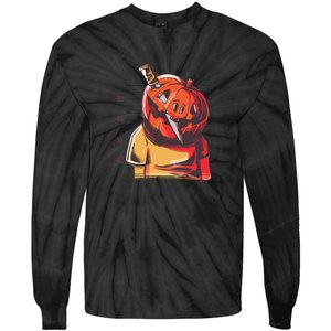 Prisoner Pumpkin Mug Shot Tie-Dye Long Sleeve Shirt