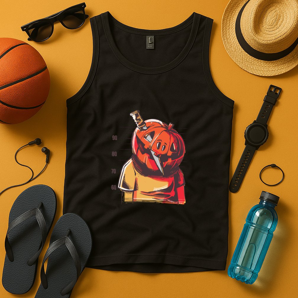 Prisoner Pumpkin Mug Shot Tank Top
