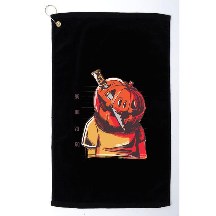 Prisoner Pumpkin Mug Shot Golf Towel