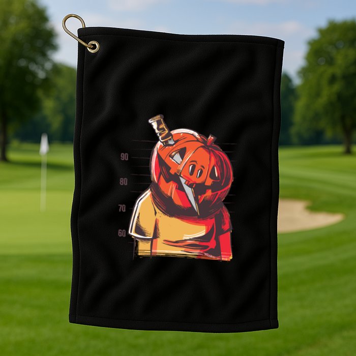 Prisoner Pumpkin Mug Shot Golf Towel