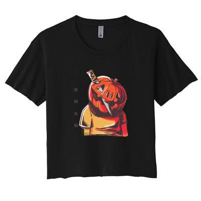 Prisoner Pumpkin Mug Shot Women's Crop Top Tee