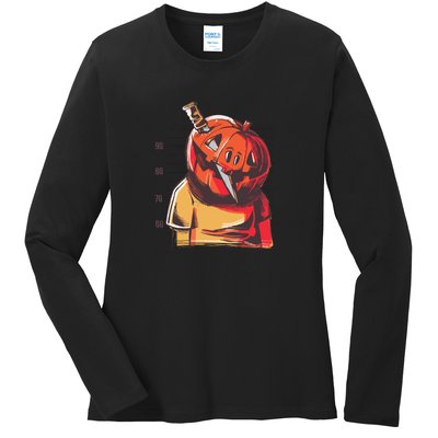 Prisoner Pumpkin Mug Shot Ladies Long Sleeve Shirt