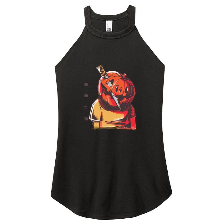 Prisoner Pumpkin Mug Shot Women's Perfect Tri Rocker Tank