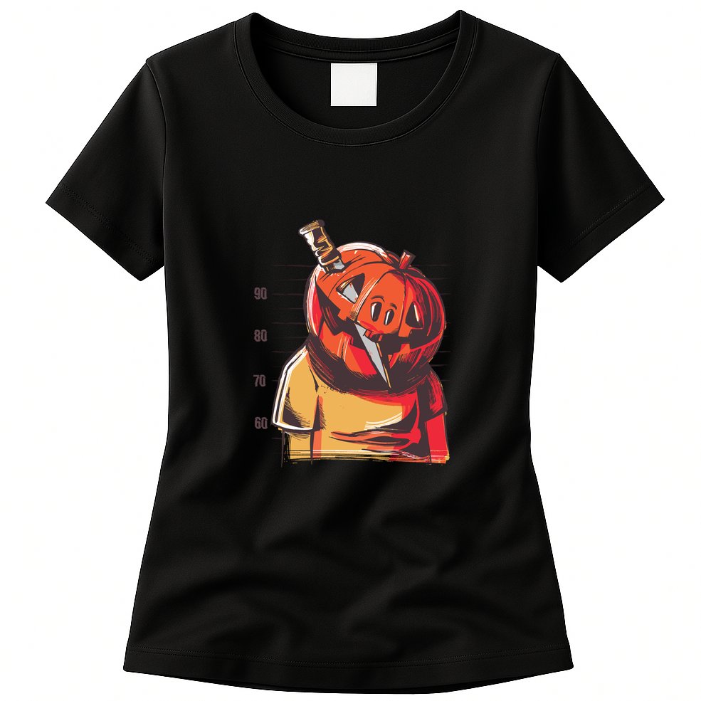 Prisoner Pumpkin Mug Shot Womens T-Shirt