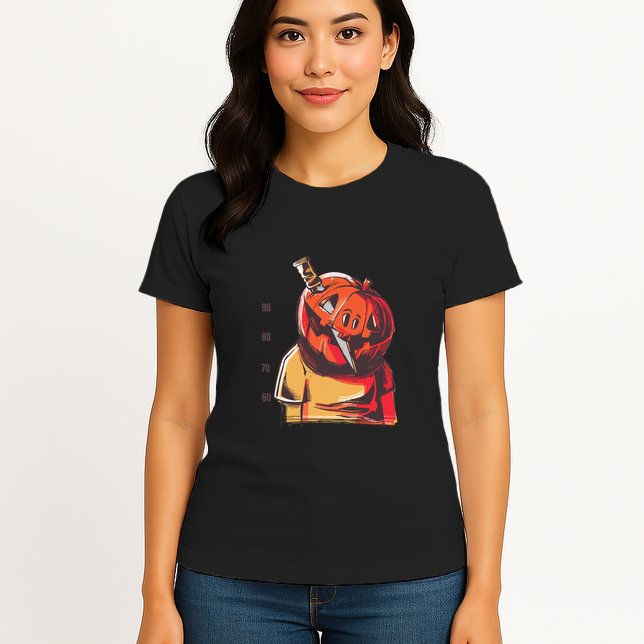 Prisoner Pumpkin Mug Shot Womens T-Shirt