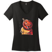 Prisoner Pumpkin Mug Shot Women's V-Neck T-Shirt