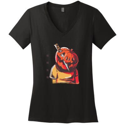 Prisoner Pumpkin Mug Shot Women's V-Neck T-Shirt