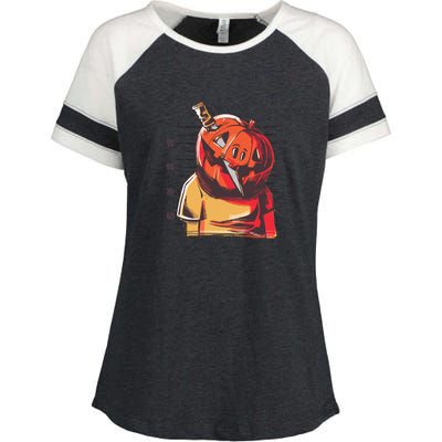 Prisoner Pumpkin Mug Shot Enza Ladies Jersey Colorblock Tee