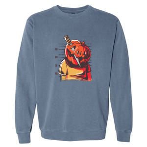 Prisoner Pumpkin Mug Shot Garment-Dyed Sweatshirt